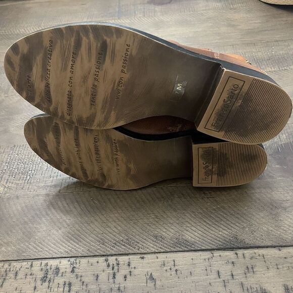 Franco Sarto Womens 7 Liz Zippered Leather Bootie Boot Shoe Cognac MSRP $160 - Picture 3 of 6